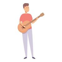 Lindo icono de reproducción de guitarra vector de dibujos animados. escuela de Musica