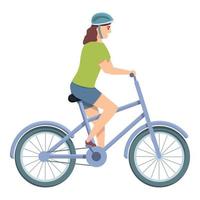 Girl cyclist icon cartoon vector. Bicycle helmet vector