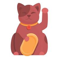 hola icono de gato afortunado, estilo de dibujos animados vector