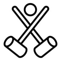 Croquet crossed mallet icon, outline style vector