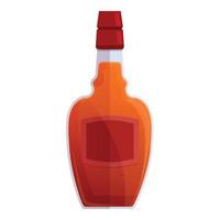 Bourbon brandy bottle icon, cartoon style vector