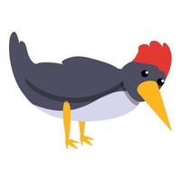 Cute woodpecker icon, cartoon style vector