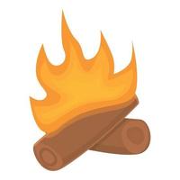 Burning wood icon, cartoon style vector