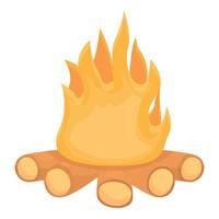 Camping campfire icon, cartoon style
