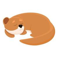 Sleeping mink icon, cartoon style vector