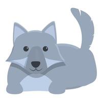 Playful wolf icon, cartoon style vector