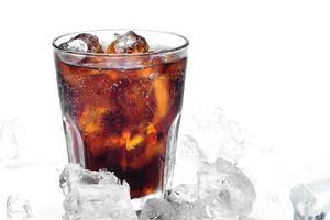 Glass of cold coke with a lot ice photo