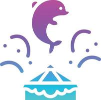 circus show dolphin splash entertainment - solid gradient icon vector