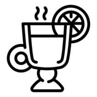 icono de copa de invierno de vino caliente, estilo de contorno vector