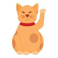 East lucky cat icon, cartoon style vector