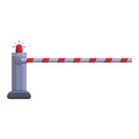 Railroad barrier safety icon, cartoon style vector