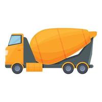 vector de dibujos animados de icono de camión de hormigón amarillo. mezcladora de cemento