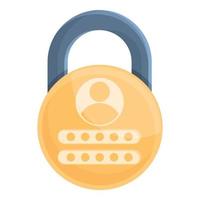 Padlock password protection icon, cartoon style vector