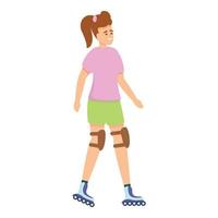 Children rollerblading icon, cartoon style vector