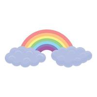 icono de nube de arco iris, estilo de dibujos animados vector