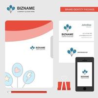 Ilustración de vector de diseño de aplicación móvil y tarjeta de visita de cubierta de archivo de logotipo de empresa de globos
