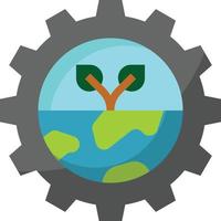 Función de ahorro mundial de ecología de engranajes - icono plano vector