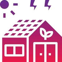 house ecology solarcell energy lighting - solid gradient icon vector