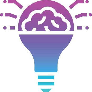 researching lighting ai artificial intelligence - solid gradient icon vector