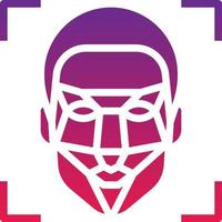 facial recognition scan ai artificial intelligence - solid gradient icon vector