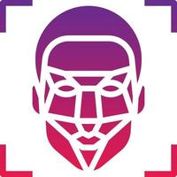 facial recognition scan ai artificial intelligence - solid gradient icon vector