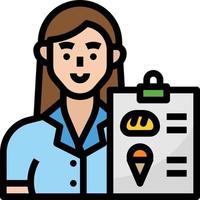 waitress order avatar woman menu - filled outline icon vector