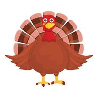 Thanksgiving turkey smiling icon, cartoon style vector