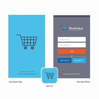 Company Cart Splash Screen and Login Page design with Logo template Mobile Online Business Template vector