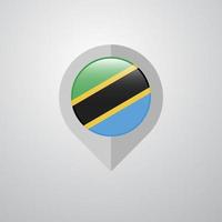 puntero de navegación de mapa con vector de diseño de bandera de tanzania