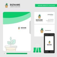 Plant pot Business Logo File Cover Visiting Card and Mobile App Design Vector Illustration