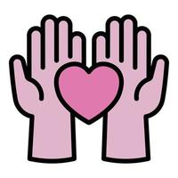 Care love hands icon outline vector. Social help vector