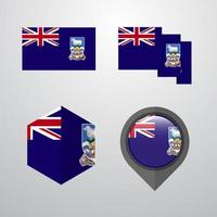 vector de conjunto de diseño de bandera de islas malvinas
