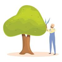 Tree garden hedge icon cartoon vector. Man maintenance vector