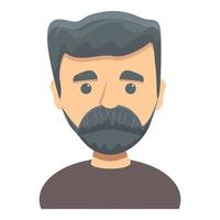 Cute bearded man icon, cartoon style vector
