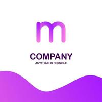 M company logo design with purple theme vector