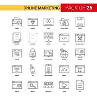 Online Marketing Black Line Icon 25 Business Outline Icon Set vector