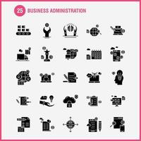 Business Administration Solid Glyph Icons Set For Infographics Mobile UXUI Kit And Print Design Include Book Dart Game Target Focus Brain Microscope Science Collection Modern Infographic Lo vector