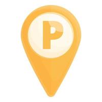 Paid parking location icon, cartoon style vector