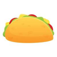 Taco with vegetables icon, cartoon style vector
