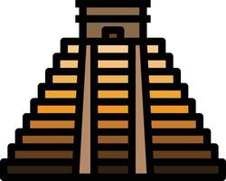 chichen itza mexico landmark building - filled outline icon vector