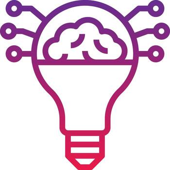 investigación de iluminación inteligencia artificial ai - icono de degradado vector