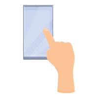 Finger smartphone icon, cartoon style vector