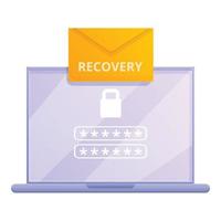 Laptop password recovery icon, cartoon style vector