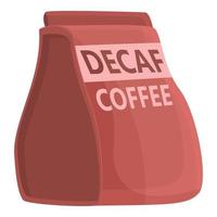 Icono de bolsa de café descafeinado, estilo de dibujos animados vector