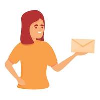 Mail personal assistant icon, cartoon style vector