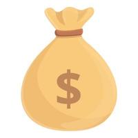 Money bag icon, cartoon style vector