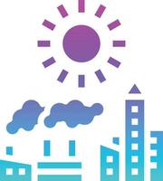 global warming town hot factory ecology - solid gradient icon vector