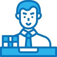 bank teller male avatar money banking - blue icon vector