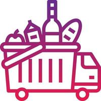 carrito de compras camión entrega de alimentos - icono degradado vector