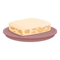 vector de dibujos animados de icono de queso de nuez blanca. barra de platos
